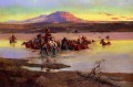 馬の群れを渡る 1900年 チャールズ・マリオン・ラッセル アメリカ・インディアン